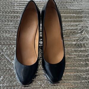 J. Crew Black Leather Round-Toe Pumps